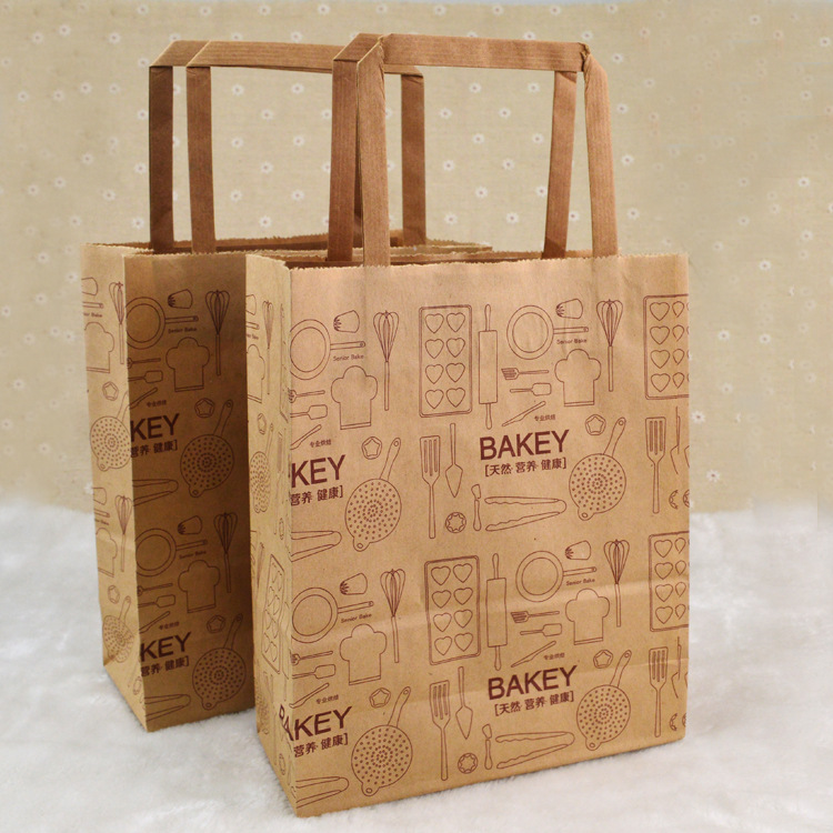 BAKEY牛皮紙手提袋 打包紙袋 外賣(mài)袋 禮品袋 打包食品包裝袋10個(gè) 圖片_高清大圖 - 阿里巴巴 - 1